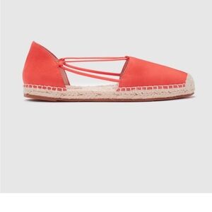 Eileen Fisher Lee Tangelo Orange Tumbled Nubuck D’Orsay Espadrille Flats NWOB